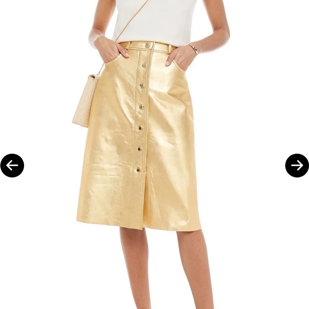 Sandro Metallic Leather Pencil Skirt